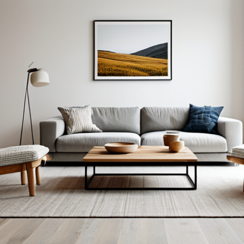 Sustainable Design Focus**

A modern living room featuring furniture made from recycled wood and organic cotton textiles. The design emphasizes natural light and minimalist aesthetics. Fully clothed individuals are enjoying the space. Safe for work, appropriate content, family-friendly, professional photography, perfect anatomy, natural proportions, well-formed hands, proper finger count, modest clothing.

**