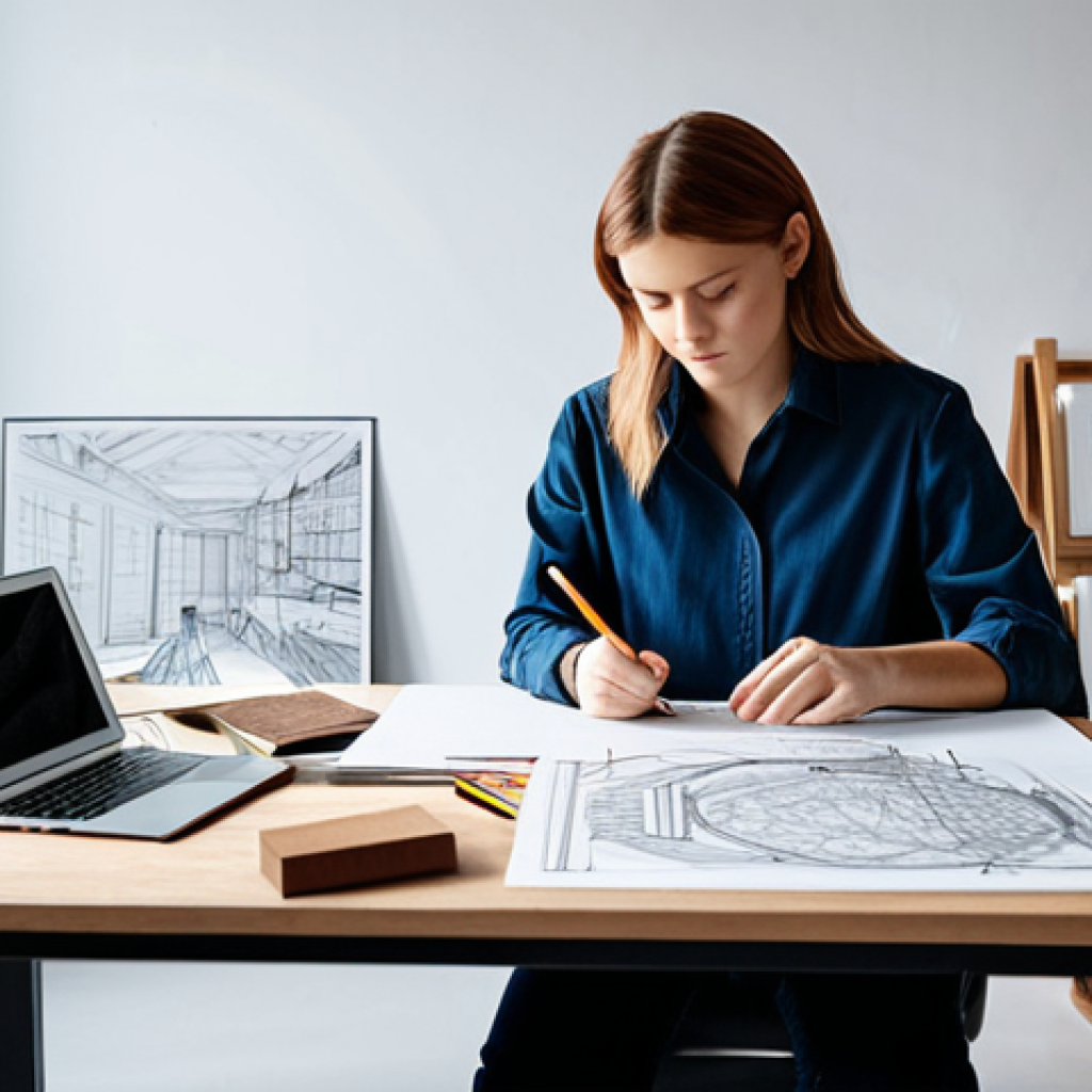 가구디자인 학습 중점 과목 - **Prompt:** A professional furniture designer in a modern studio, sketching designs, surrounded by m...