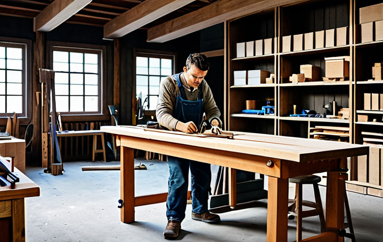 가구디자인 학습 중점 과목 - **Prompt:** A professional furniture designer in a modern studio, sketching designs, surrounded by m...