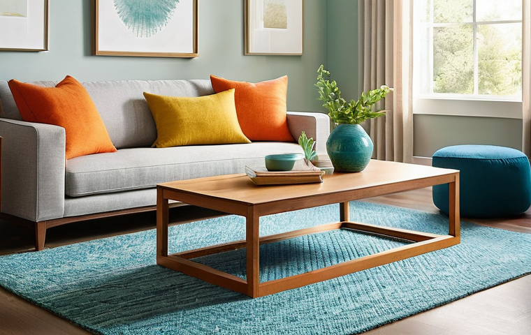 가구디자인 색채학 기초 - **Prompt 1: The Transformative Power of Color in a Modern Living Space**
    A brightly lit, minimal...