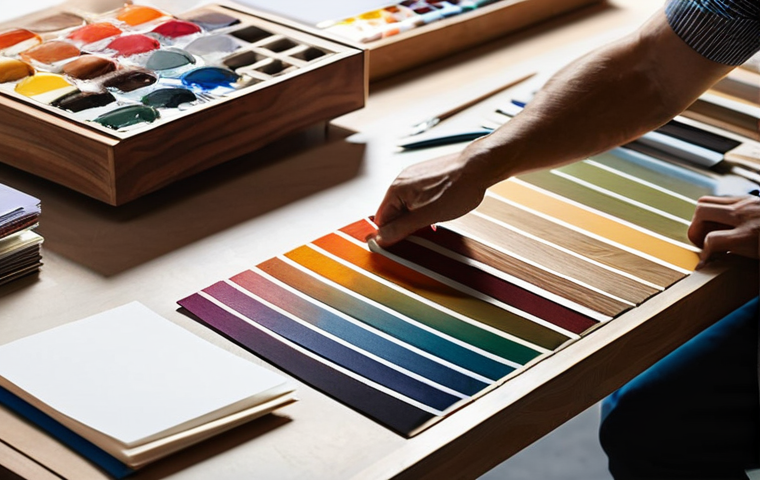 가구디자인 색채학 기초 - **Prompt 1: The Transformative Power of Color in a Modern Living Space**
    A brightly lit, minimal...