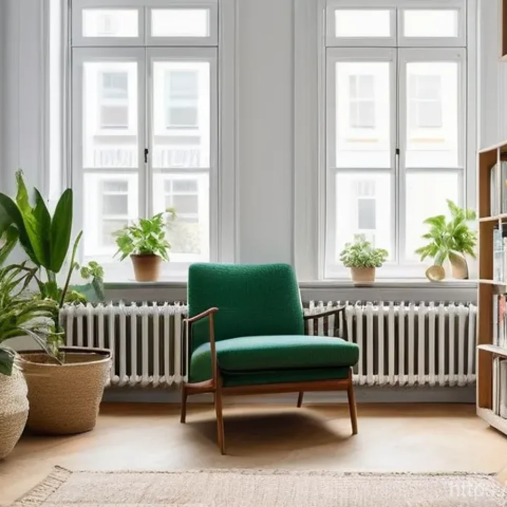 가구디자인과 책장 설계 - **Prompt:** A cozy, modern office space bathed in soft natural light, featuring a unique bookshelf m...