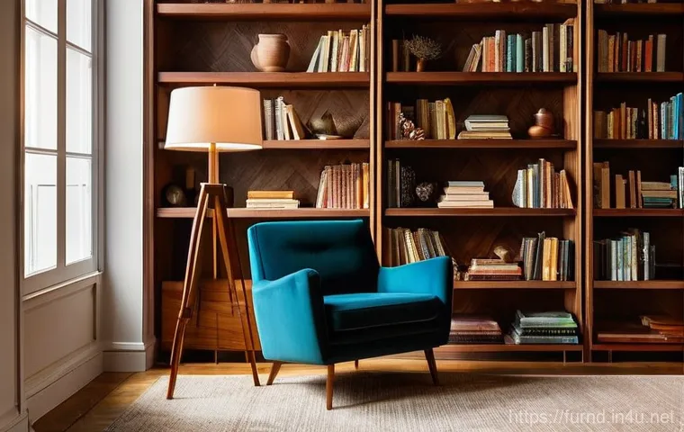 가구디자인과 책장 설계 - **Prompt:** A futuristic and highly functional living space where a sleek, integrated bookshelf syst...