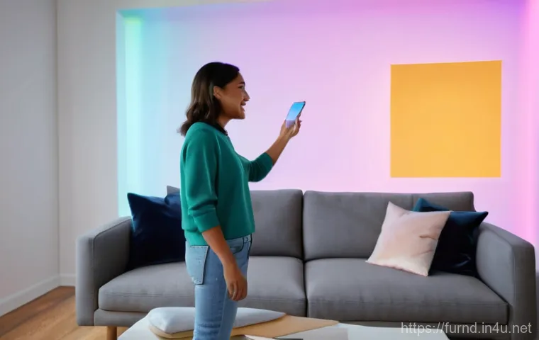 가구디자인 직업의 미래 - A brightly lit, contemporary living room featuring unique, artisan-crafted furniture pieces. The fur...