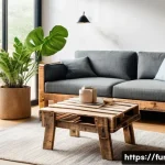 Home 13 가구디자인 직무 발전 가능성 - A bright, minimalist living space showcasing sustainable furniture. In the center, a coffee table ma...